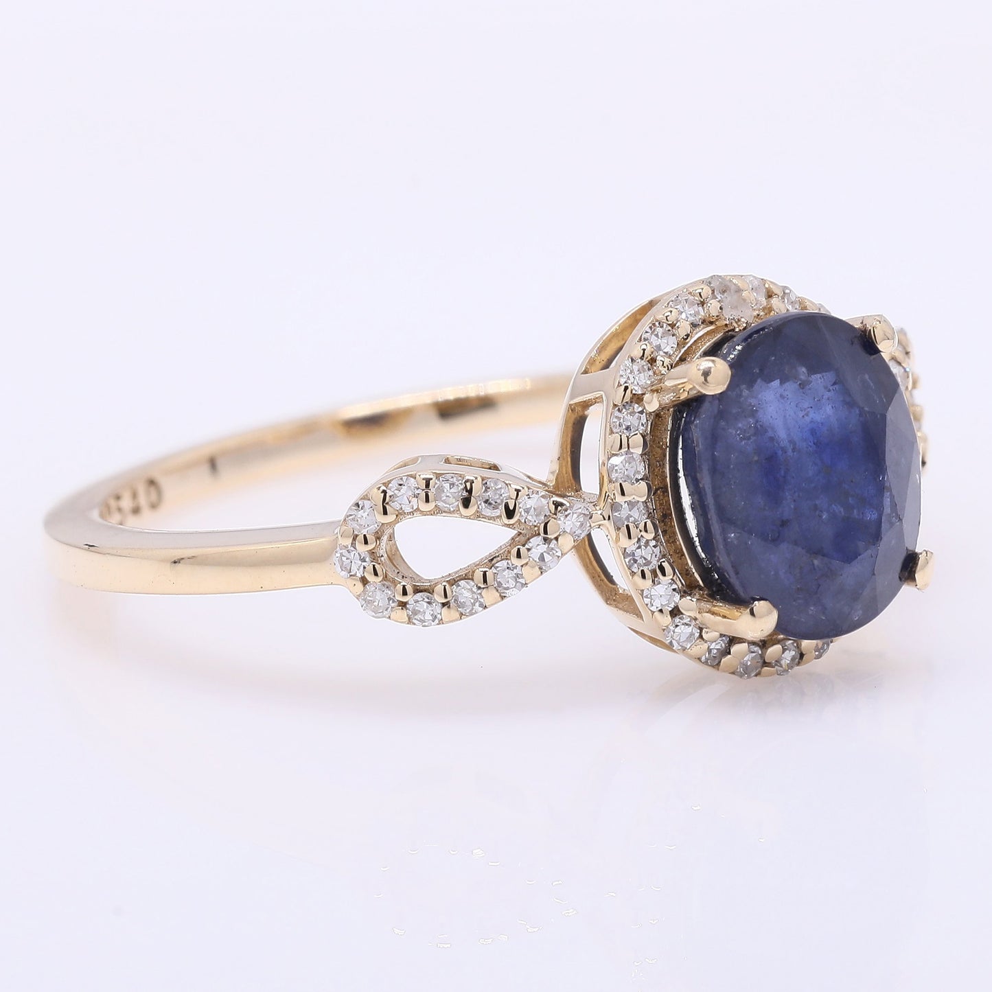 2.29 Ct Oval Mixed Cut Natural Sapphire 14K Gold Ring