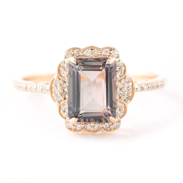 1.57 Ct Octagon Step Cut Natural Tourmaline 14K Gold Ring