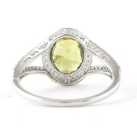 2.40 Ct Oval Mixed Cut Natural Green Sapphire 950 Platinum Ring