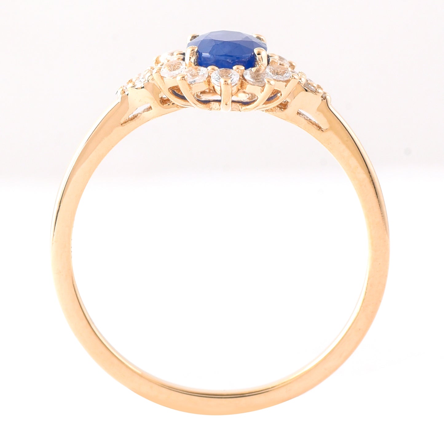 0.99 Ct Oval Mixed Cut Natural Sapphire 14K Gold Ring
