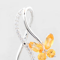 1.65 Ct Marquise Citrine, Cubic Zirconia 925 Sterling Silver Pendant