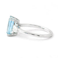 2.33 Ct Cushion Aquamarine 950 Platinum Ring