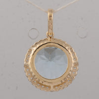 4.33 Ct Round Blue Topaz 9K Gold Pendant