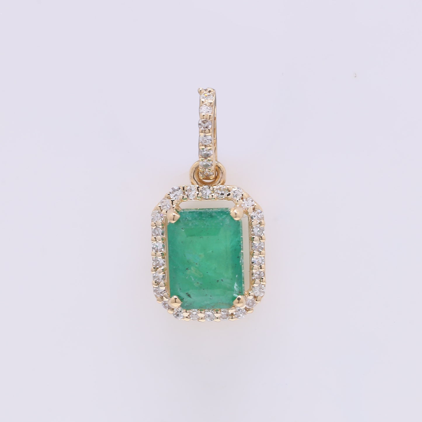 1.27 Ct Octagon Step Cut Natural Emerald 14K Gold Pendant