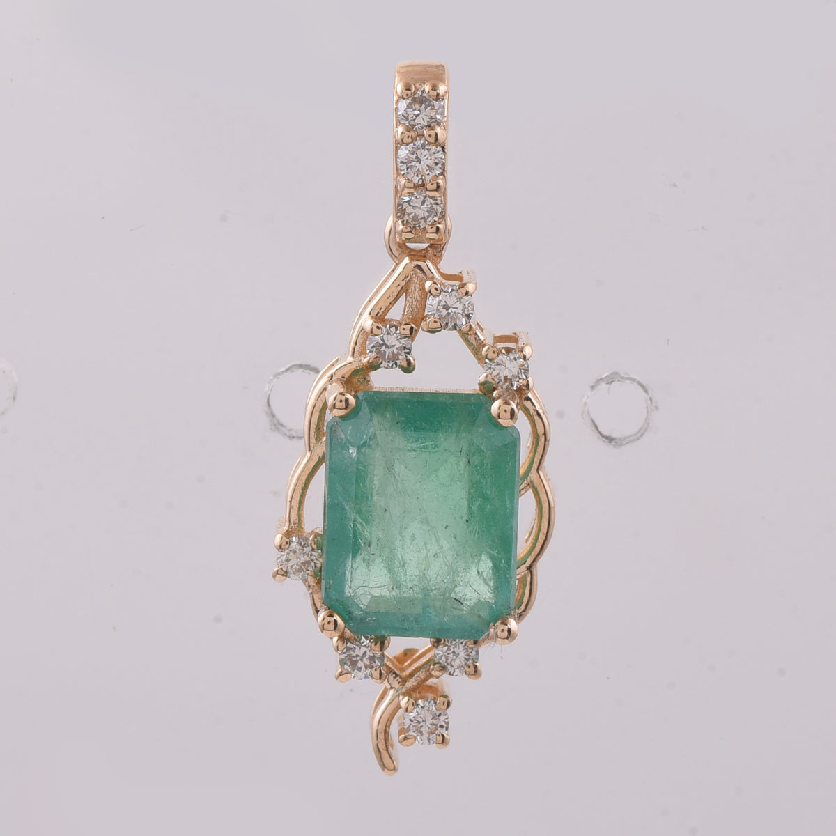2.67 Ct Octagon Step Cut Natural Emerald 14K Gold Pendant