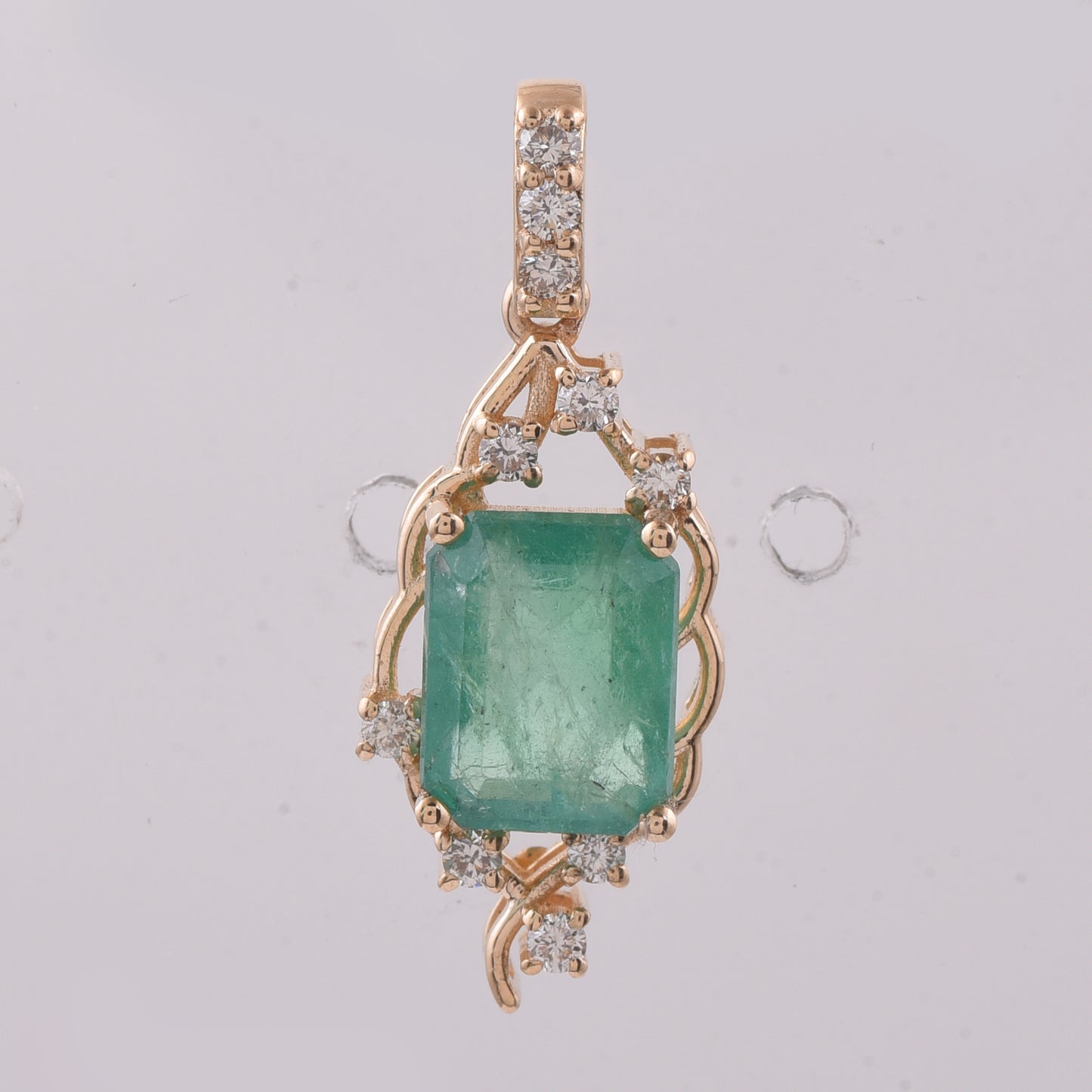 2.67 Ct Octagon Step Cut Natural Emerald 14K Gold Pendant