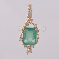2.67 Ct Octagon Step Cut Natural Emerald 14K Gold Pendant