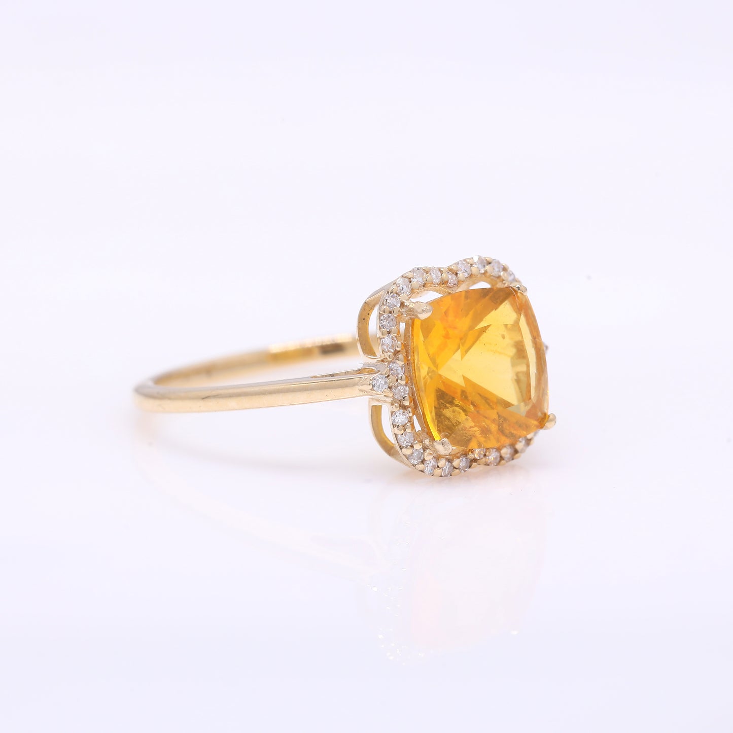1.41 Ct Cushion Mixed Cut Natural Fire Opal 14K Gold Ring