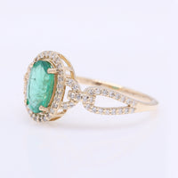 1.26 Ct Oval Mixed Cut Natural Emerald 14K Gold Ring