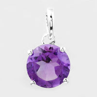 2.43 Ct Round Amethyst, 925 Sterling Silver Pendant