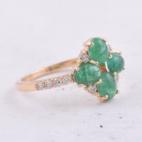 1.51 Ct Oval Cabochon Cut Natural Emerald 14K Gold Ring