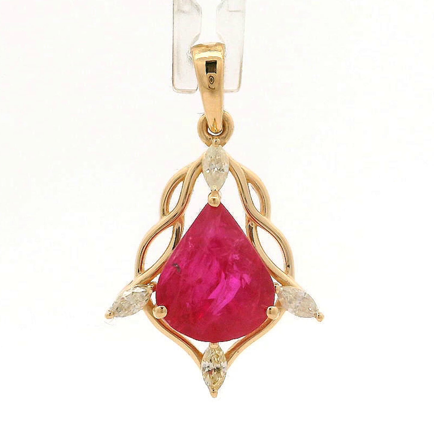 2.01 Ct Pear Ruby 14K Gold Pendant