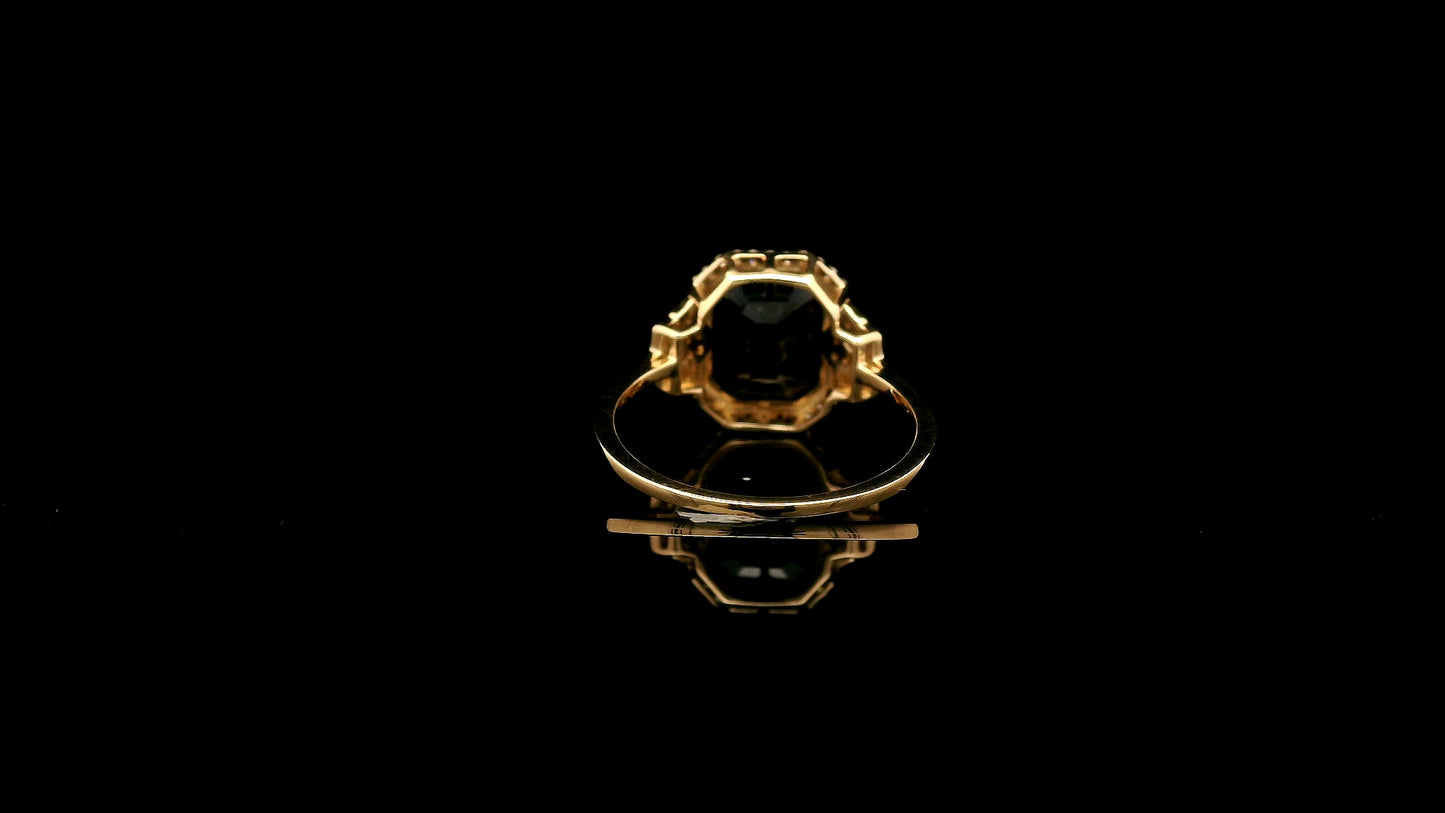 3.46 Ct Octagon Natural Sapphire 14K Gold Ring