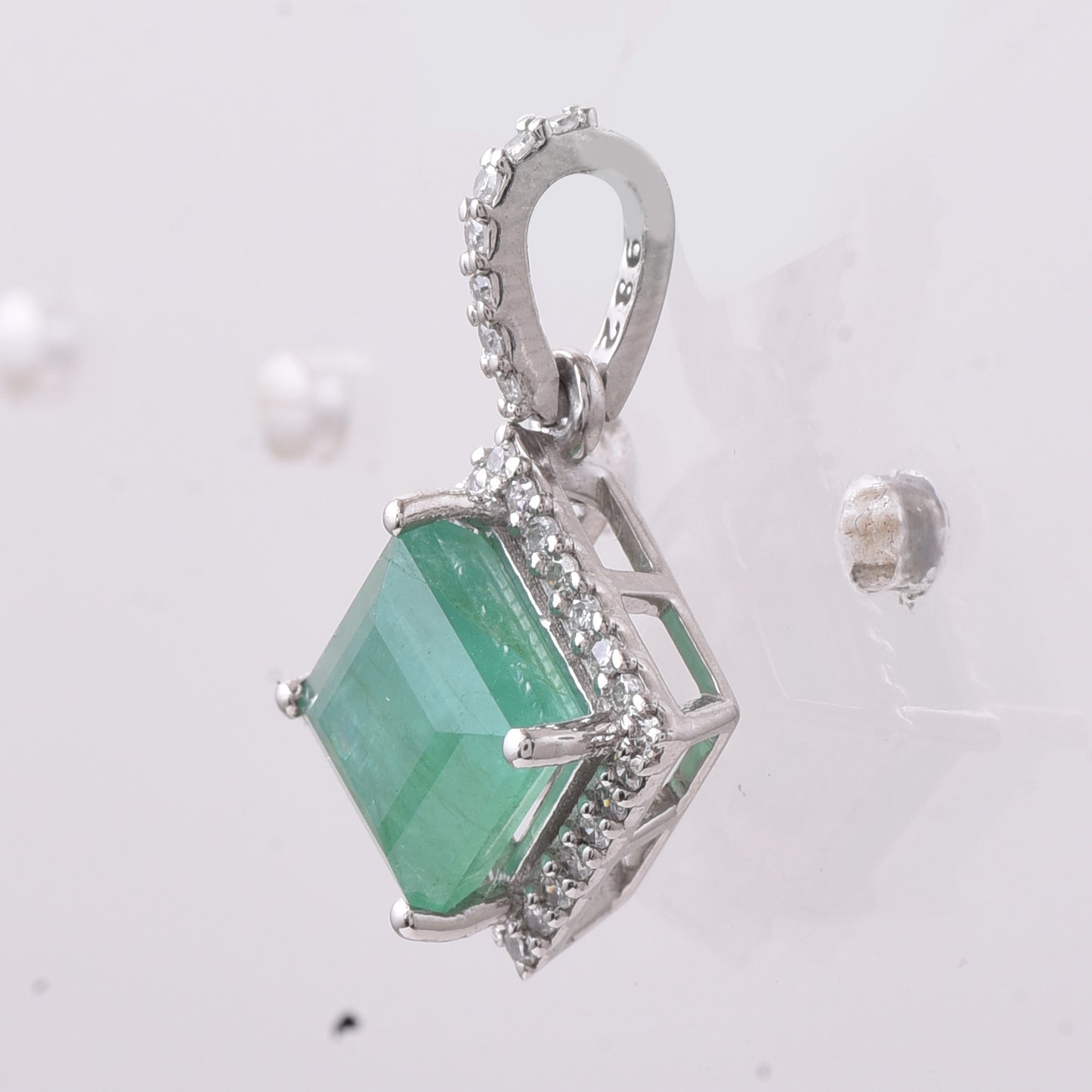 1.51 Ct Square Step Cut Natural Emerald 950 Platinum Pendant