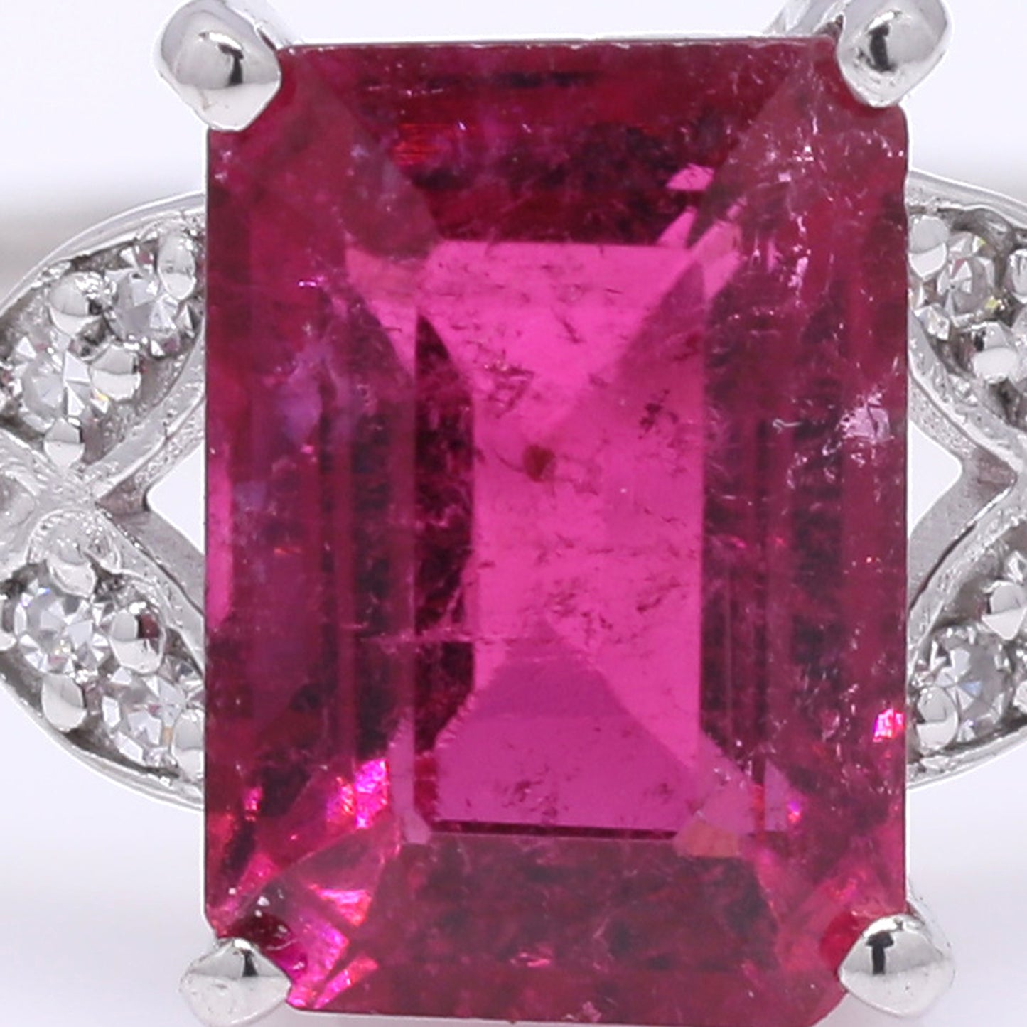 1.56 Ct Octagon Step Cut Natural Rubellite 950 Platinum Ring
