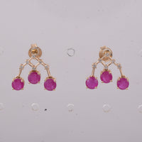 1.76 Ct Round Natural Ruby 14K Gold Earrings
