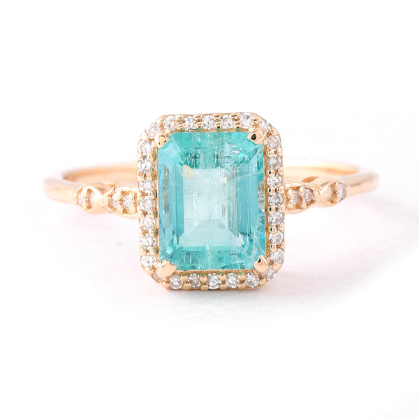 1.63 Ct Octagon Step Cut Natural Emerald 14K Gold Ring