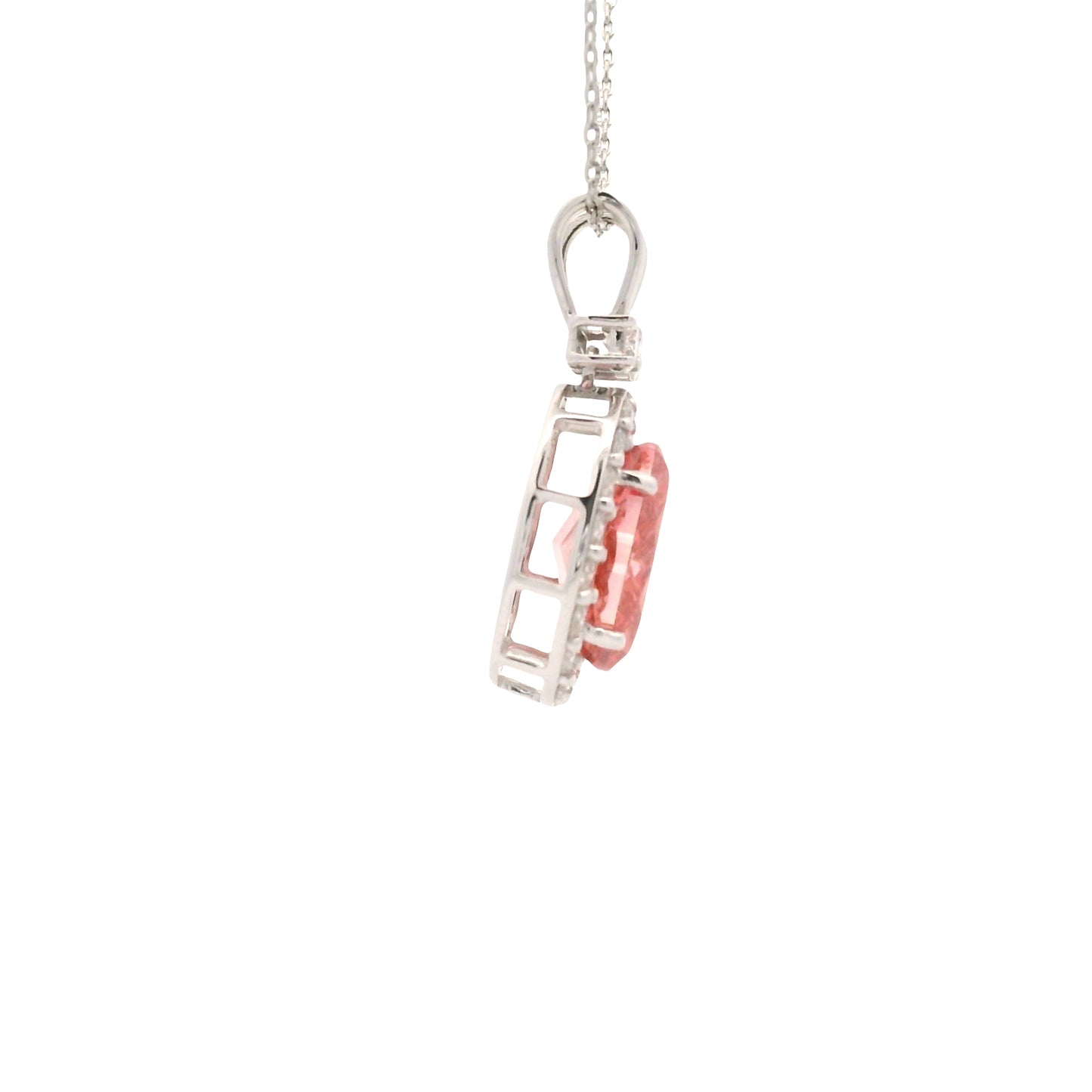 3.59 Carats Pink Lab Grown Diamond 14K Gold Pendant