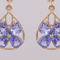 2.27 Ct Pear Natural Tanzanite 14K Gold Earrings