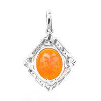 2.72 Ct Oval Mixed Cut Natural Fire Opal 950 Platinum Pendant