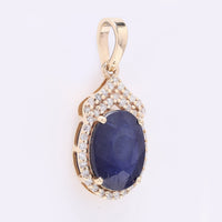 2.30 Ct Oval Mixed Cut Natural Sapphire 14K Gold Pendant