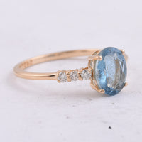 1.23 Ct Oval Natural Aquamarine 14K Gold Ring