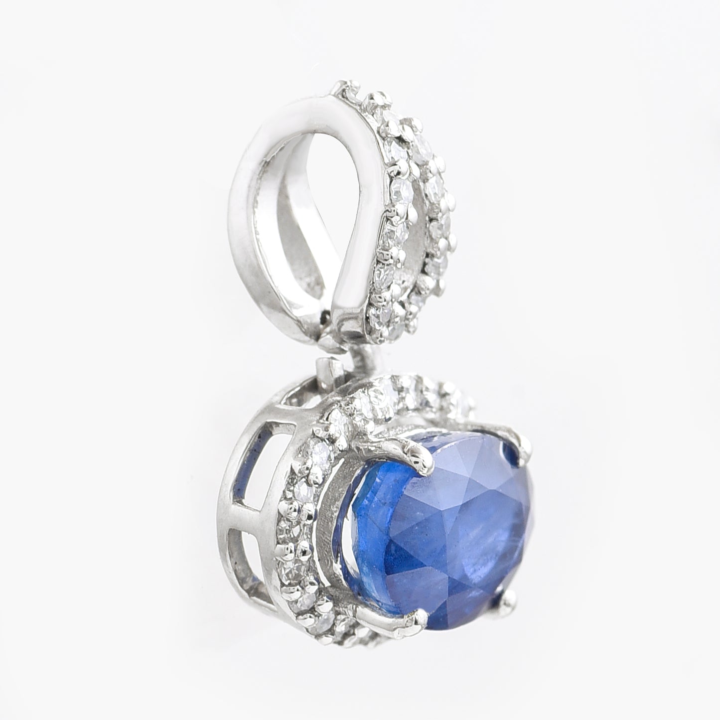 1.31 Ct Oval Sapphire 950 Platinum Pendant