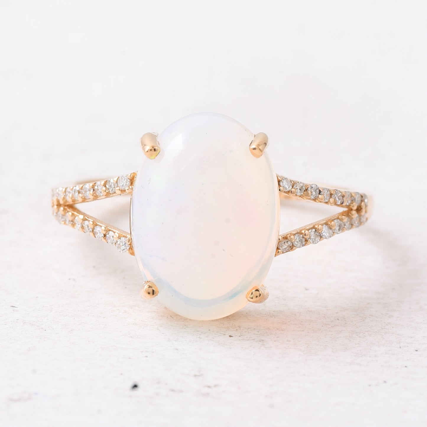 2.78 Ct Oval Cabochon Cut Natural Opal 14K Gold Ring