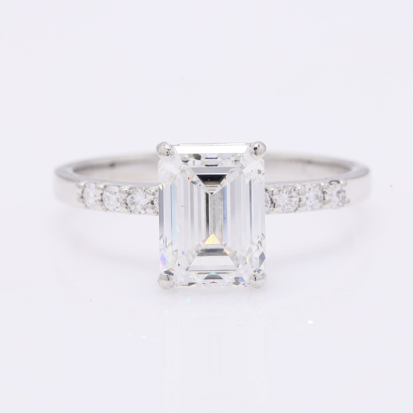 2.46 Ct Emerald Cut Lab Grown Diamond 950 Platinum Ring