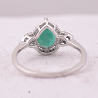 1.63 Ct Pear Mixed Cut Natural Emerald 950 Platinum Ring