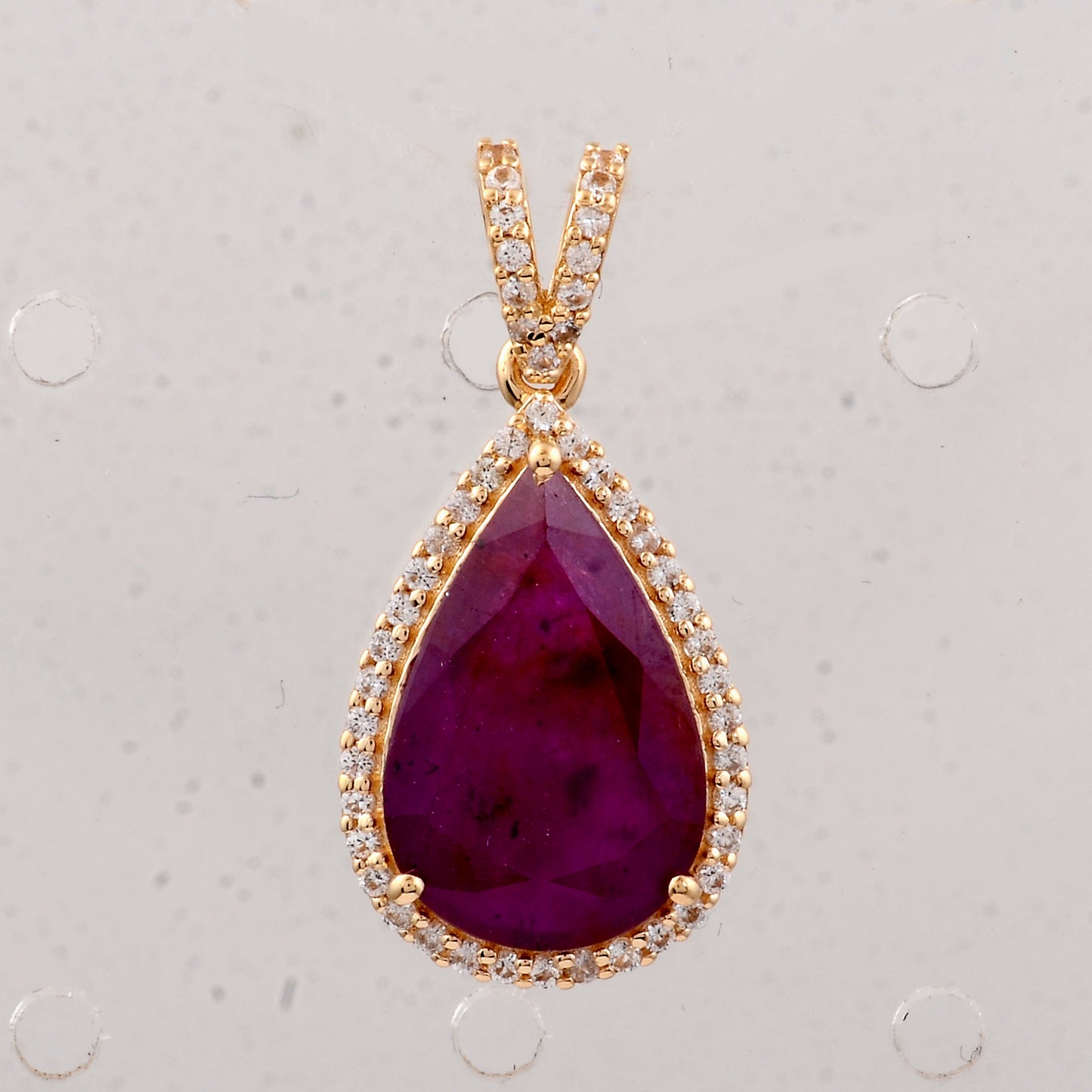 3.49 Ct Pear Ruby 9K Gold Pendant