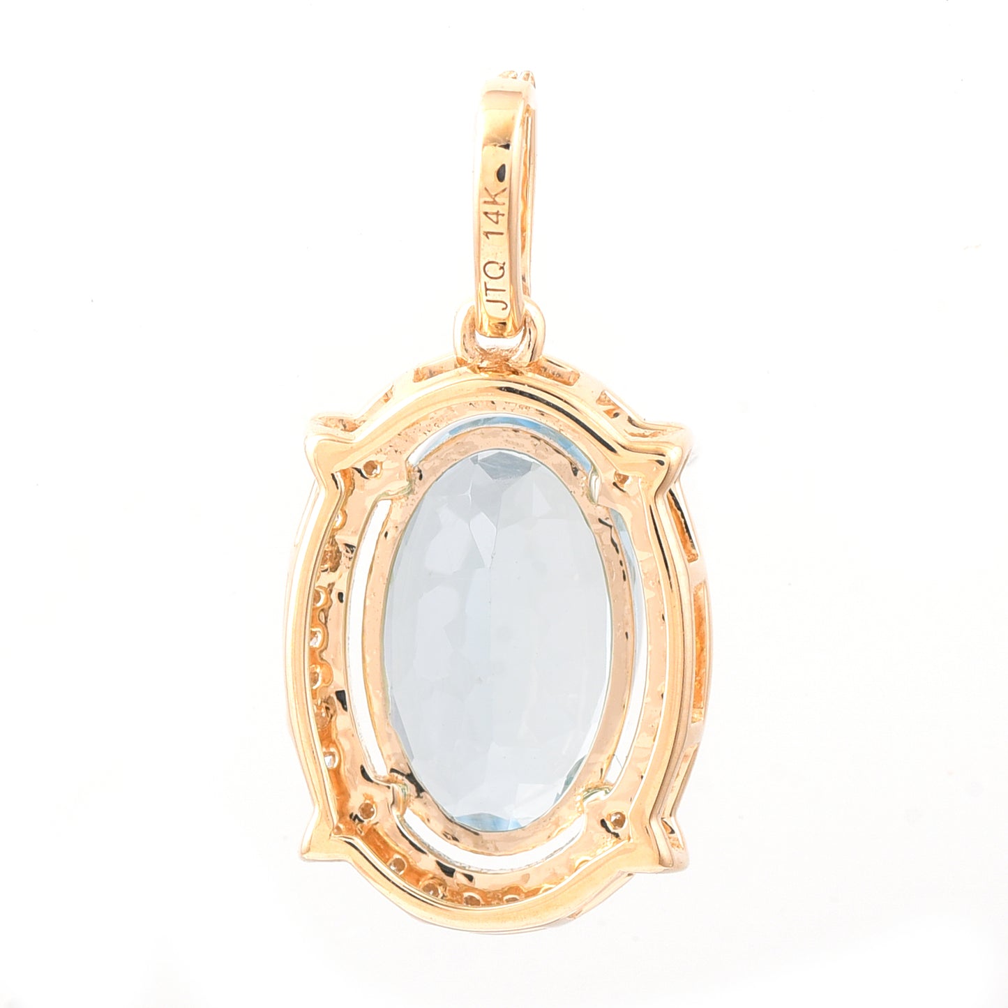 1.85 Ct Oval Mixed Cut Natural Aquamarine 14K Gold Pendant