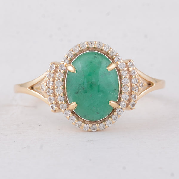 1.71 Ct Oval Emerald 9K Gold Ring
