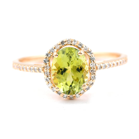 1.48 Ct Oval Mixed Cut Natural Tourmaline 14K Gold Ring