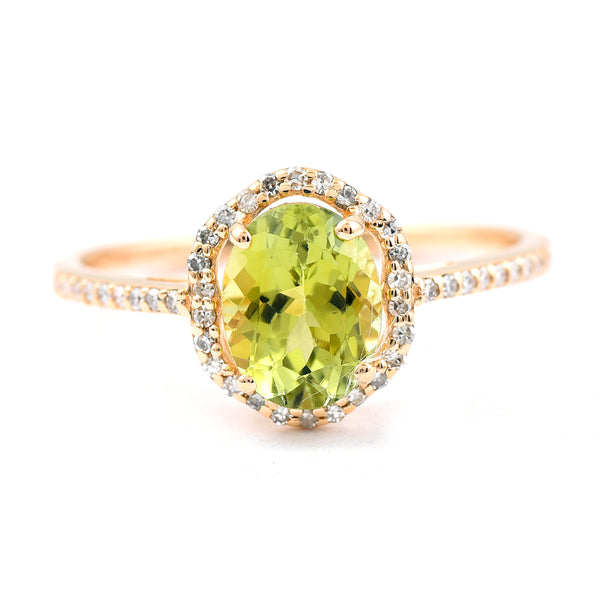 1.48 Ct Oval Mixed Cut Natural Tourmaline 14K Gold Ring