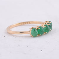 1.06 Ct Oval Cabochon Cut Natural Emerald 14K Gold Ring