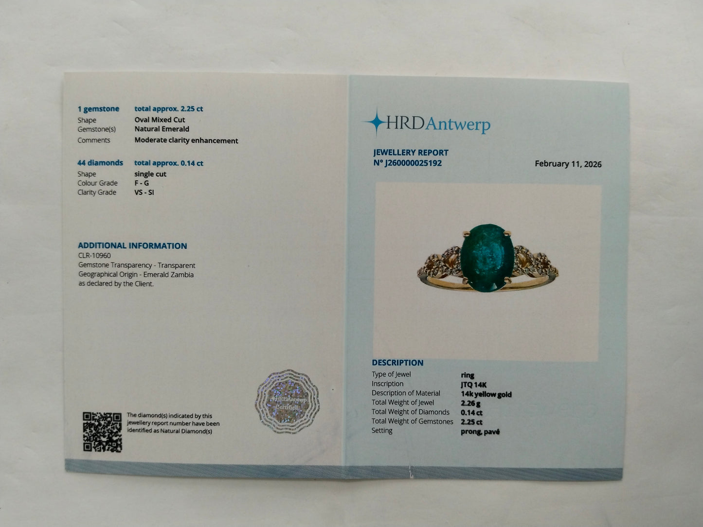 2.39 Ct Oval Mixed Cut Natural Emerald 14K Gold Ring