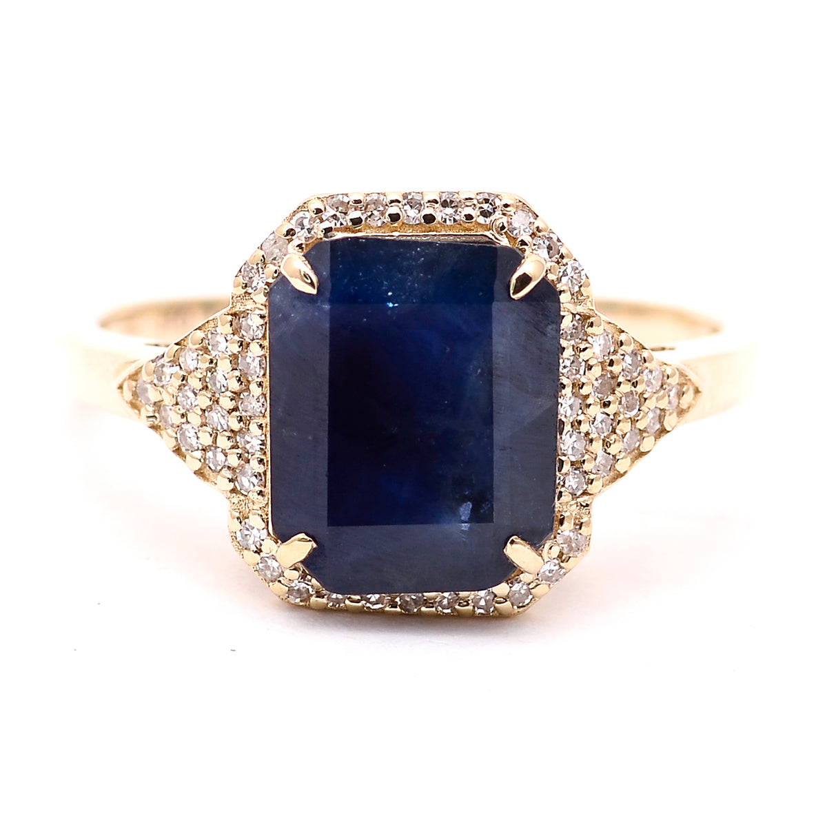 3.34 Ct Octagon Natural Sapphire 14K Gold Ring