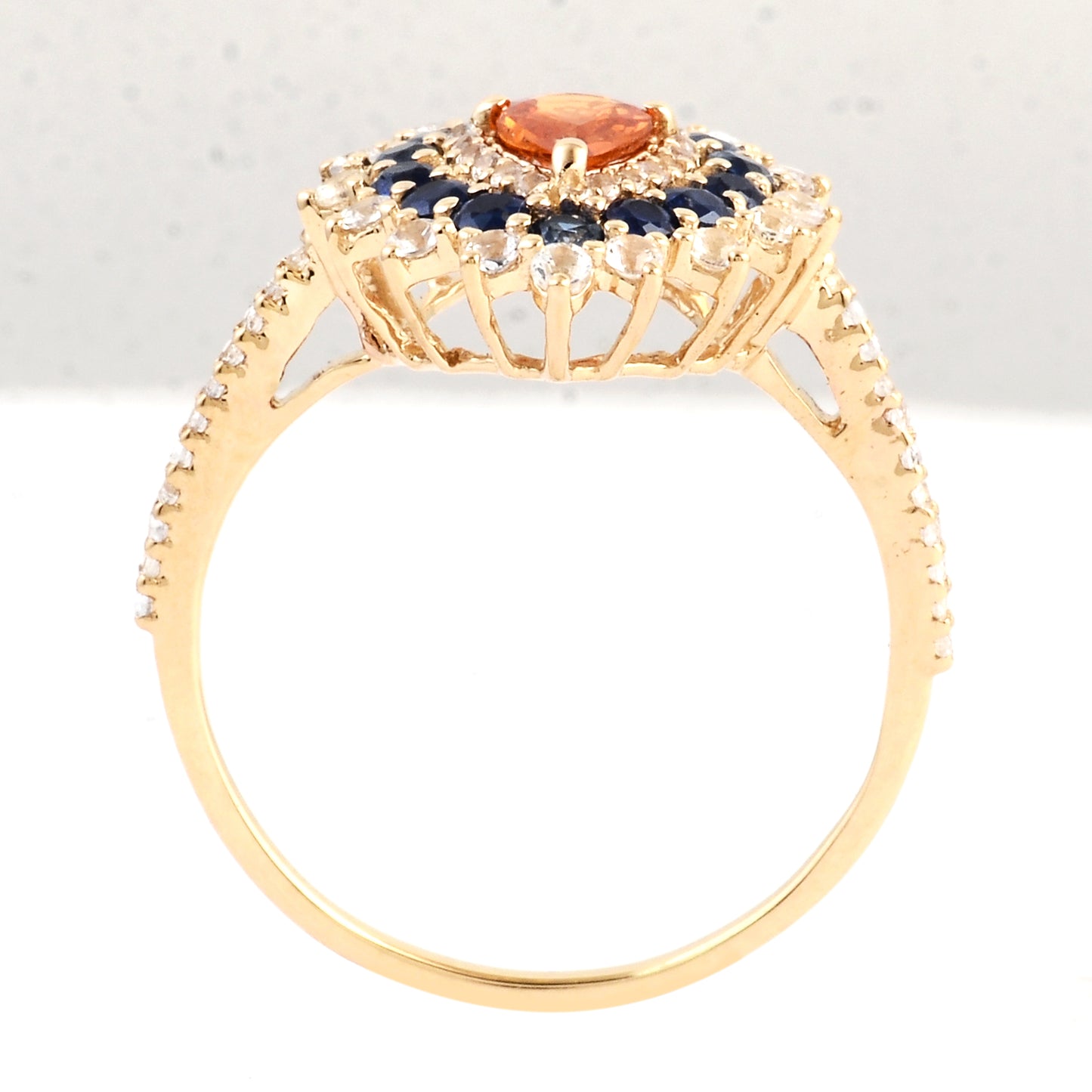 1.39 Ct Pear Multi Sapphire 14K Gold Ring