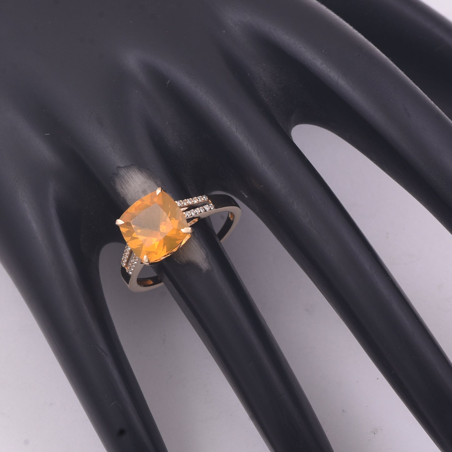2.12 Ct Cushion Mixed Cut Natural Fire Opal 14K Gold Ring