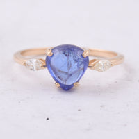 2.20 Ct Fancy Cabochon Cut Natural Tanzanite 14K Gold Ring