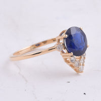 1.90 Ct Oval Natural Sapphire 14K Gold Ring