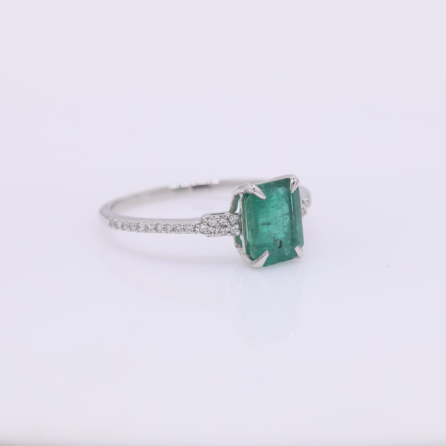 1.50 Ct Octagon Step Cut Natural Emerald 950 Platinum Ring