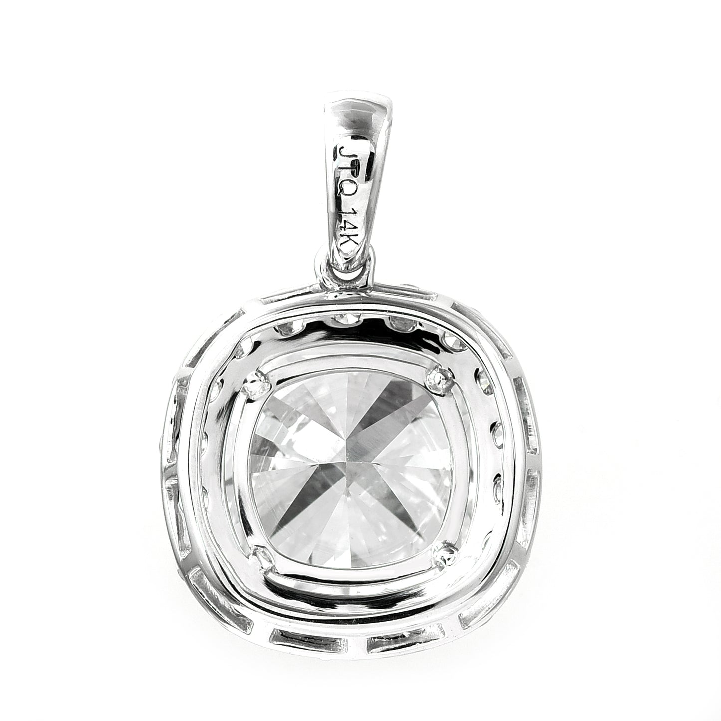 3.44 Ct Square Cushion Modified Brilliant Lab Grown Diamond 14K Gold Pendant