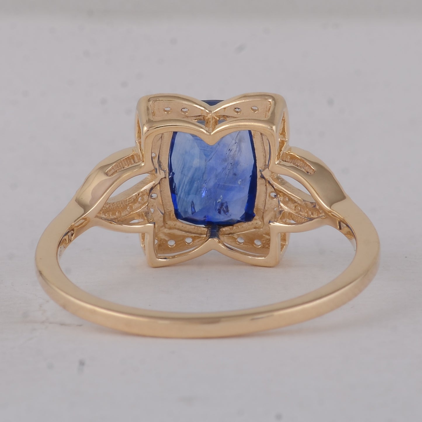 2.44 Ct Cushion Sapphire 9K Gold Ring