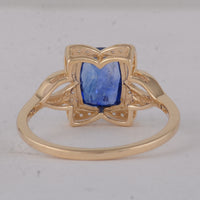 2.44 Ct Cushion Sapphire 9K Gold Ring