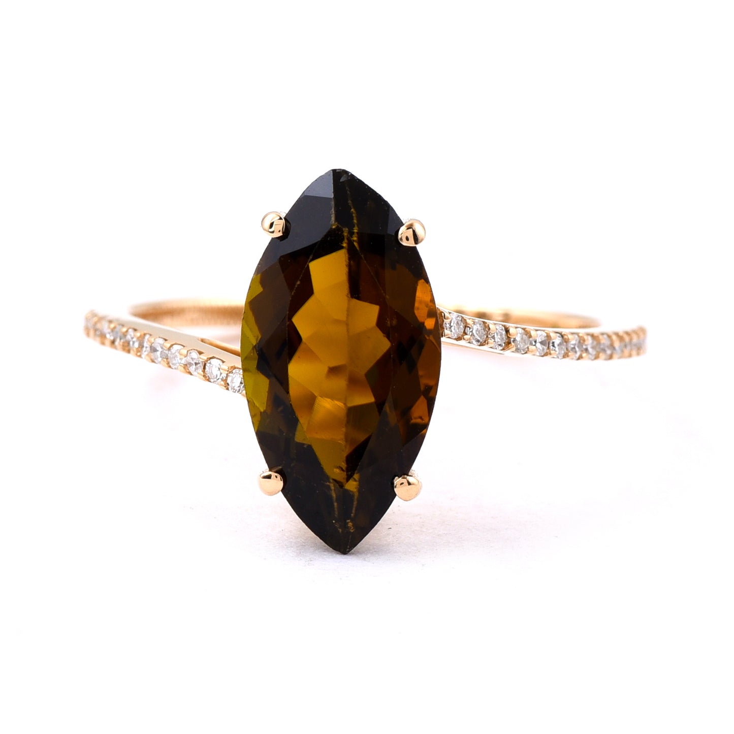 2.49 Ct Marquise Mixed Cut Natural Tourmaline 14K Gold Ring