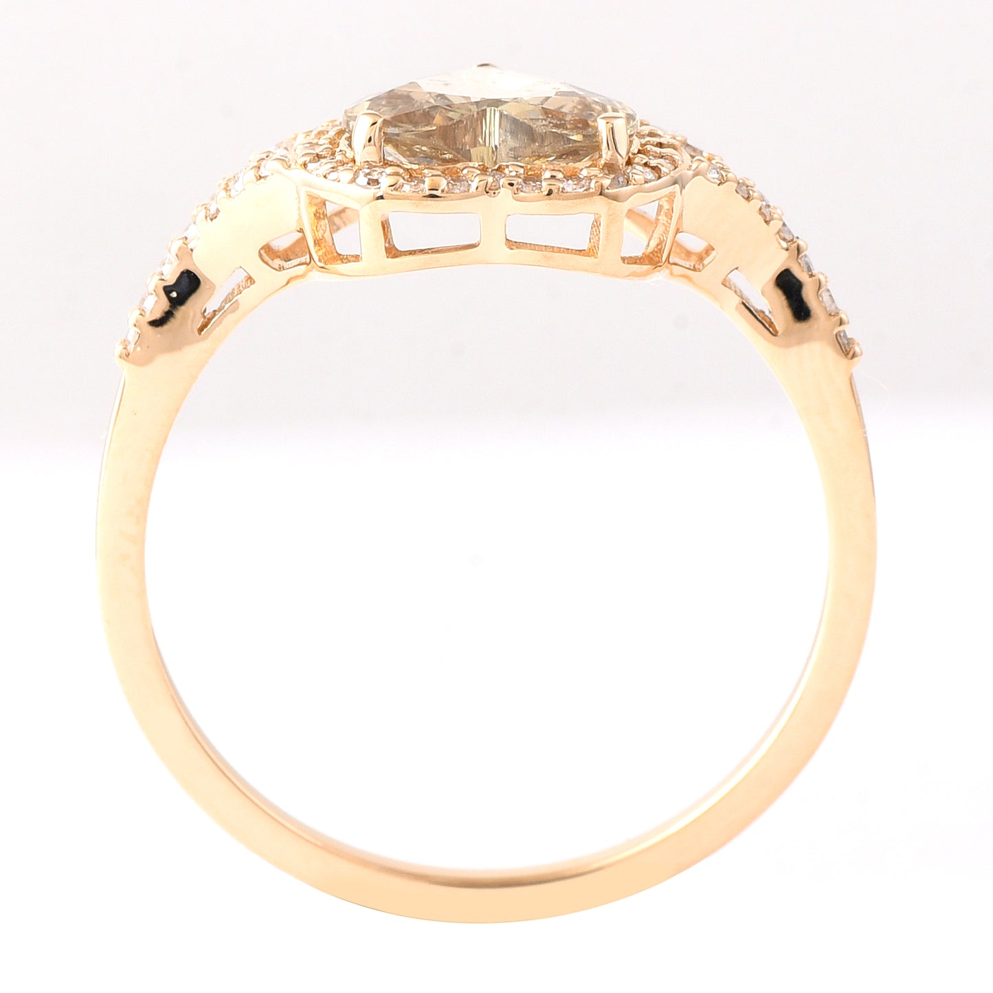 1.37 Ct Heart Mixed Cut Natural Green Sapphire 14K Gold Ring