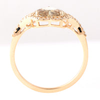 1.37 Ct Heart Mixed Cut Natural Green Sapphire 14K Gold Ring