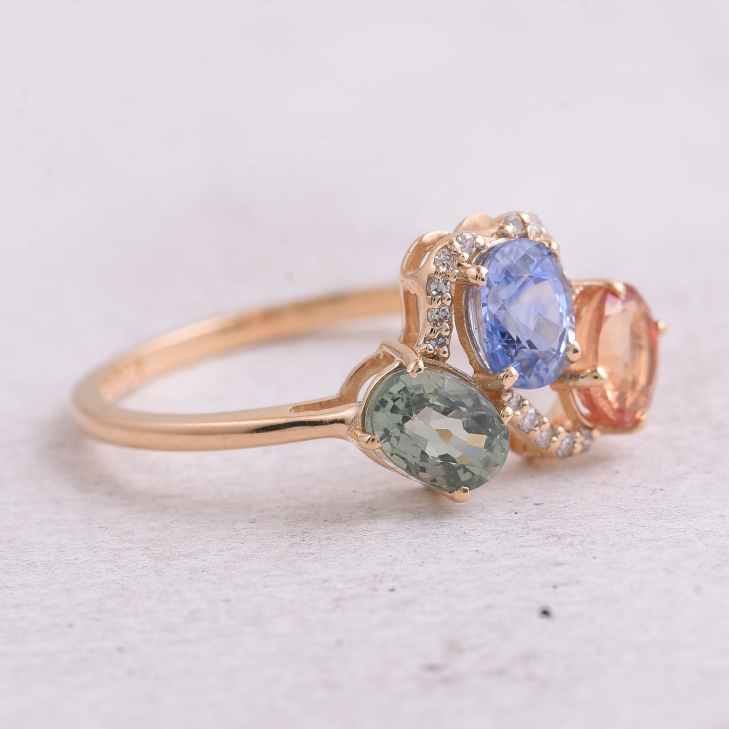 2.10 Ct Oval Natural Multi-Coloured Sapphire 14K Gold Ring